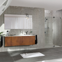 salle de bain avec mur en beton composite